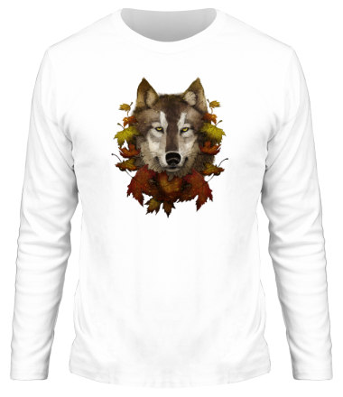 Мужская футболка длинный рукав Осенний Волк