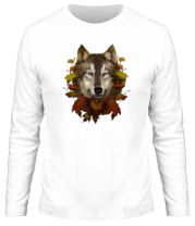 Мужская футболка длинный рукав Осенний Волк фото