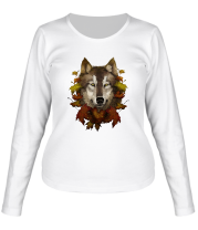 Женская футболка длинный рукав Осенний Волк фото
