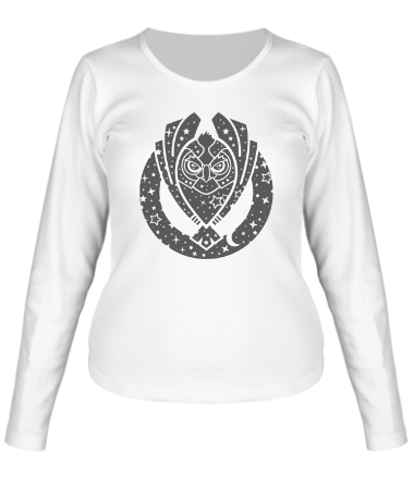 Женская футболка длинный рукав Звездная сова серый
