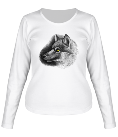 Женская футболка длинный рукав Одинокий волк