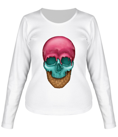 Женская футболка длинный рукав Skull Icecream 
