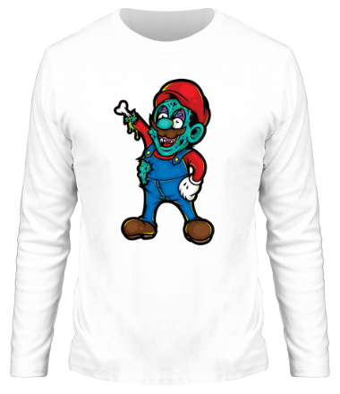 Мужская футболка длинный рукав Зомби Марио