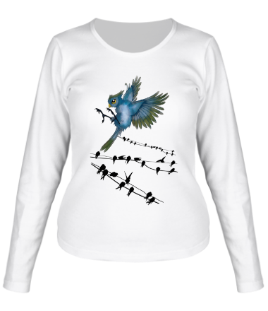 Женская футболка длинный рукав Птички