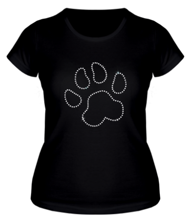 Женская футболка Кошачья лапка (со стразами)