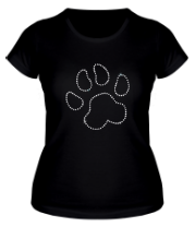 Женская футболка Кошачья лапка (со стразами)