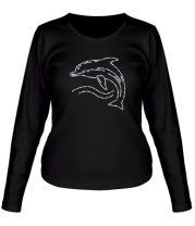 Женская футболка длинный рукав Дельфин (со стразами)