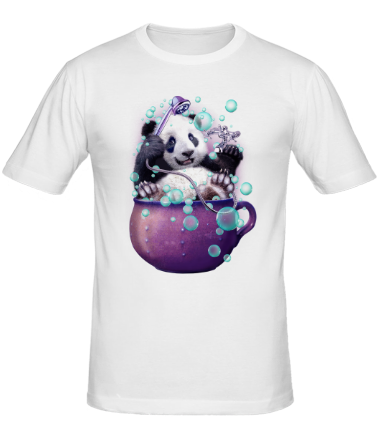 Мужская футболка Панда в ванной