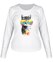 Женская футболка длинный рукав Пляжный кот фото
