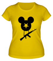 Женская футболка Микки с автоматом фото