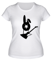 Женская футболка Заяц с гитарой фото
