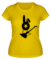 Женская футболка Заяц с гитарой фото