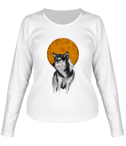 Женская футболка длинный рукав Геометрический Волк фото