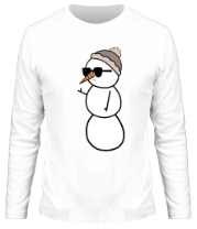 Мужская футболка длинный рукав Крутой снеговик фото