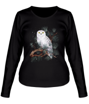 Женская футболка длинный рукав Снежная сова фото