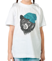 Детская футболка Медведь в вязанной шапке фото