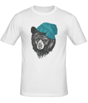 Мужская футболка Медведь в вязанной шапке фото