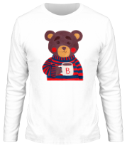 Мужская футболка длинный рукав Медведь с какао фото
