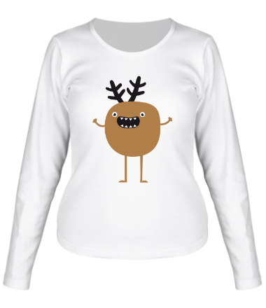 Женская футболка длинный рукав Рождественский олень