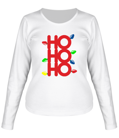 Женская футболка длинный рукав Хо хо хо, с рождеством