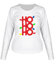 Женская футболка длинный рукав Хо хо хо, с рождеством фото