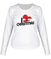 Женская футболка длинный рукав Я люблю Рождество