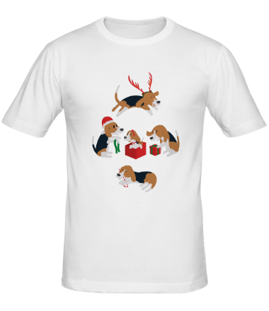 Мужская футболка Рождественские пёсики