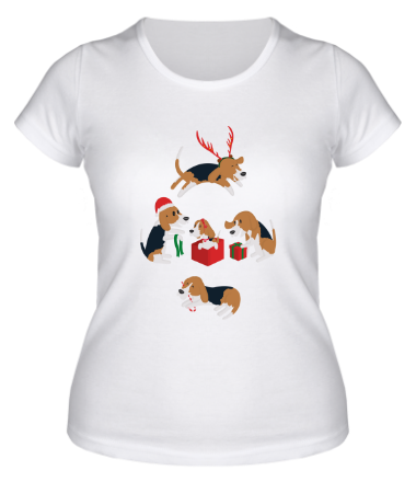 Женская футболка Рождественские пёсики