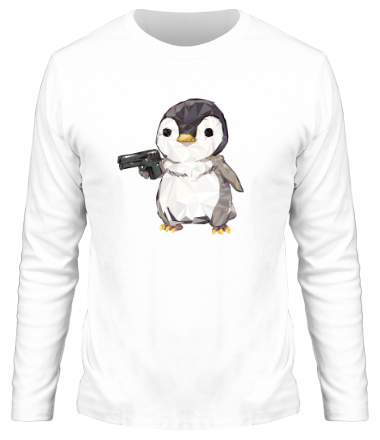 Мужская футболка длинный рукав Опасный пингвин