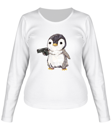 Женская футболка длинный рукав Опасный пингвин