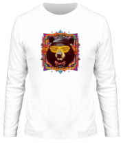 Мужская футболка длинный рукав Медведь в очках фото