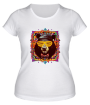 Женская футболка Медведь в очках фото