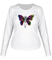 Женская футболка длинный рукав Skull Butterfly