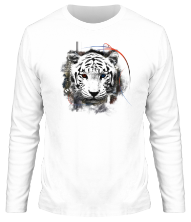 Мужская футболка длинный рукав Белый тигр (абстракция)