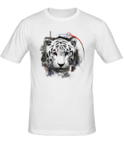 Мужская футболка Белый тигр (абстракция) фото