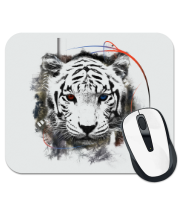 Коврик для мыши Белый тигр (абстракция) фото