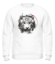 Толстовка без капюшона Белый тигр (абстракция) фото