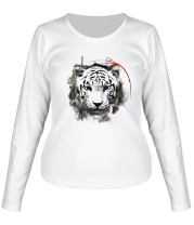 Женская футболка длинный рукав Белый тигр (абстракция) фото