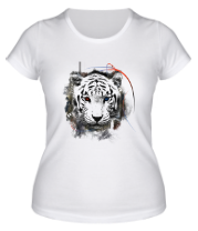 Женская футболка Белый тигр (абстракция) фото