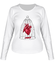 Женская футболка длинный рукав Сердце в клетке