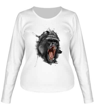 Женская футболка длинный рукав Злая горилла