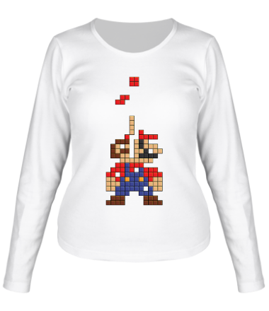 Женская футболка длинный рукав Тетрис Супер Марио