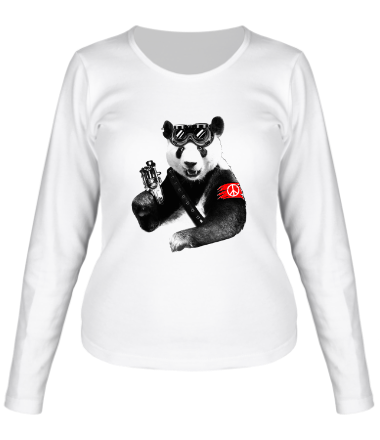 Женская футболка длинный рукав Панда Повстанцев
