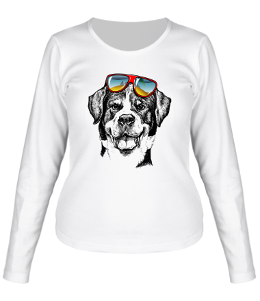 Женская футболка длинный рукав Крутой пёс