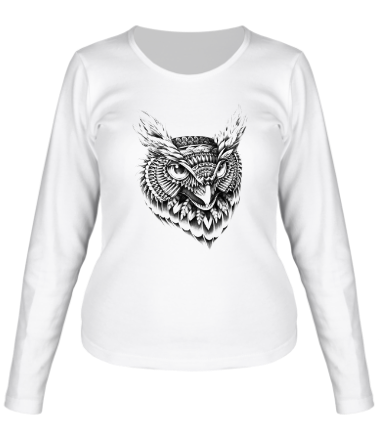 Женская футболка длинный рукав Owl pencil drawing