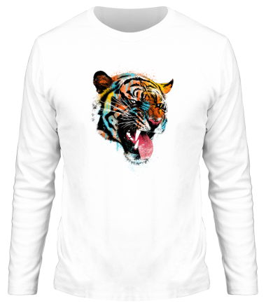 Мужская футболка длинный рукав Tiger in the paint