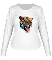 Женская футболка длинный рукав Tiger in the paint фото