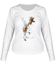 Женская футболка длинный рукав Жирафа смывает водой фото