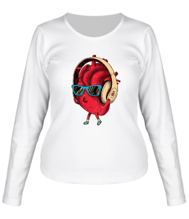 Женская футболка длинный рукав Сердце в наушниках (original)