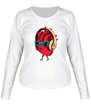 Женская футболка длинный рукав Сердце в наушниках (original) фото